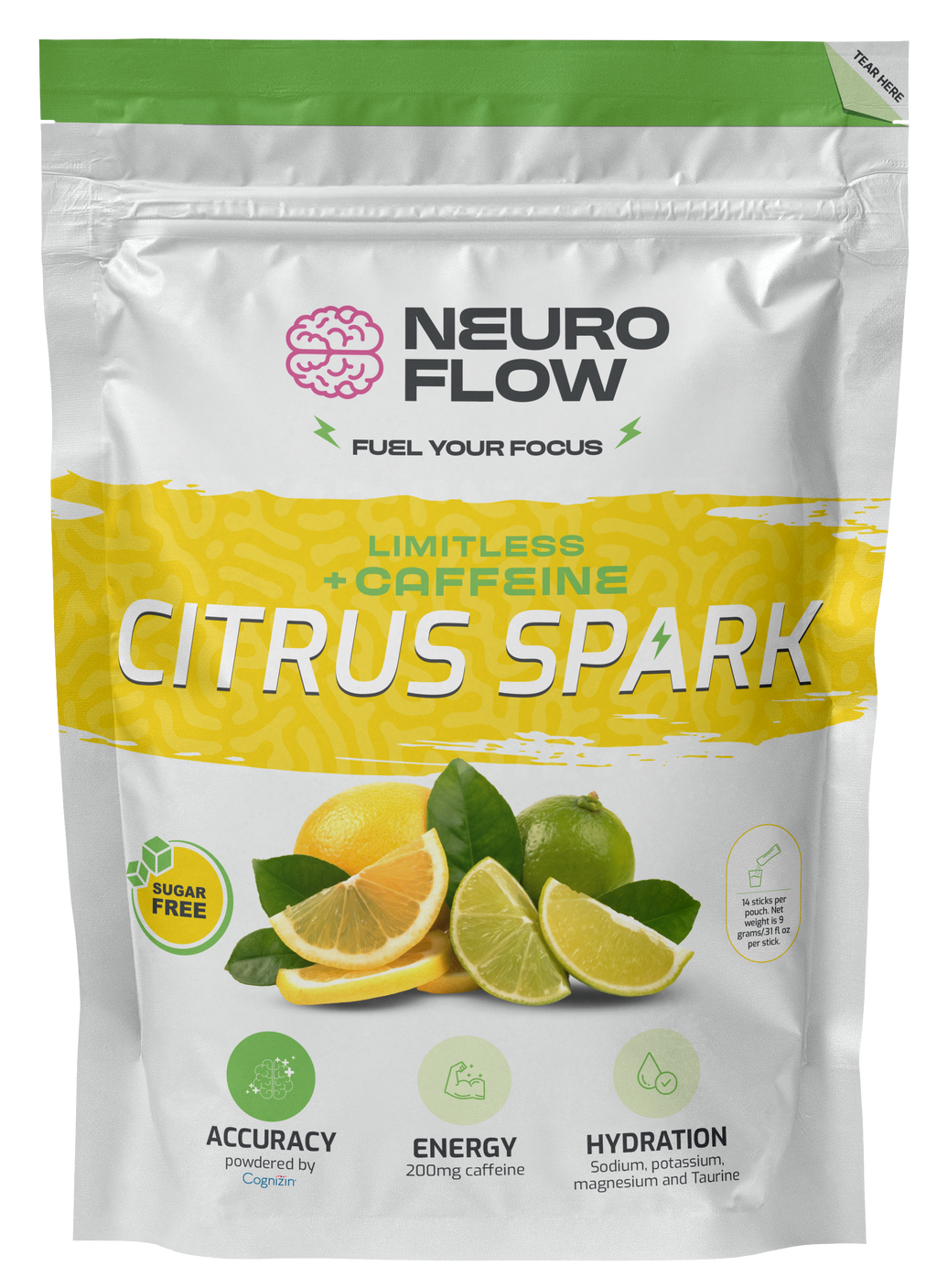 Citrus Spark: Neuro Flow Limitless + Caffeine Stick Packs (Single Serve)