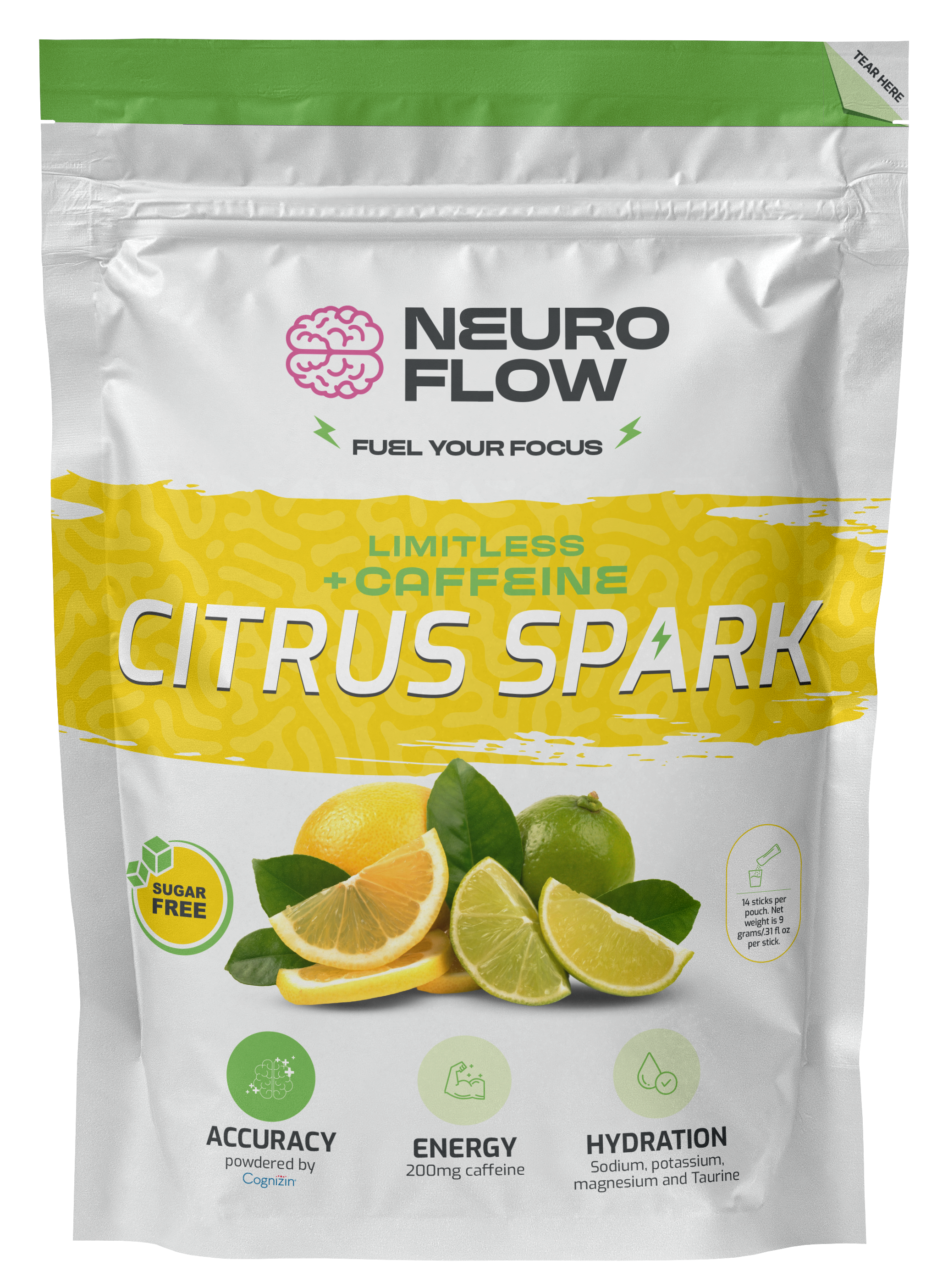 Citrus Spark: Neuro Flow Limitless + Caffeine Stick Packs (Single Serve)